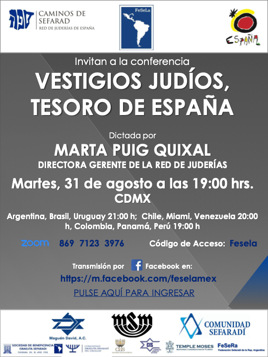 La Red de Juderías de España fue invitada por la Federación Sefardí Latinoamericana a impartir el webinar “Vestigios judíos. Tesoros de España”